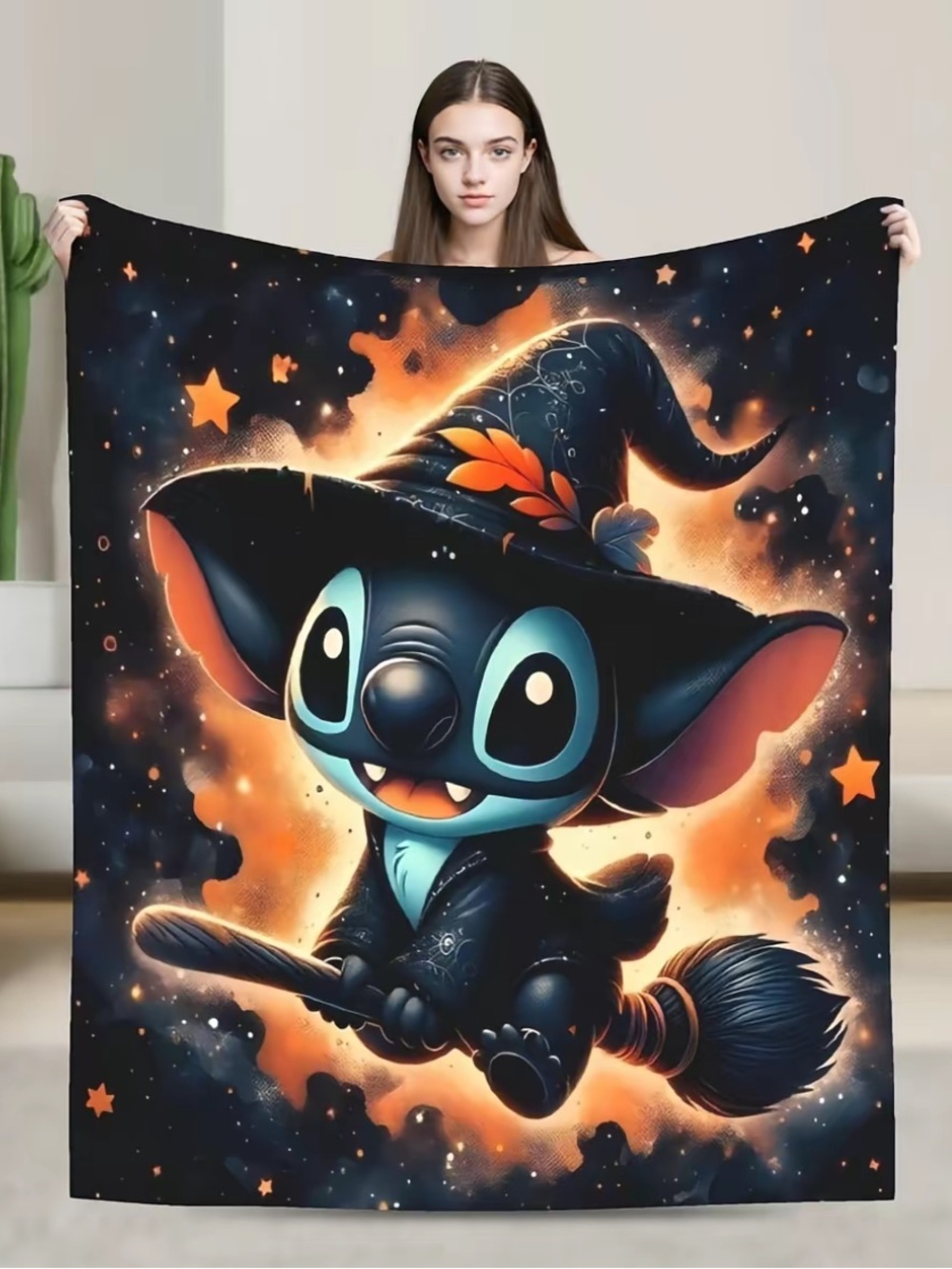 NWT- Large- Disney- Halloween Witch Stitch Super Soft Throw Blanket 60x80